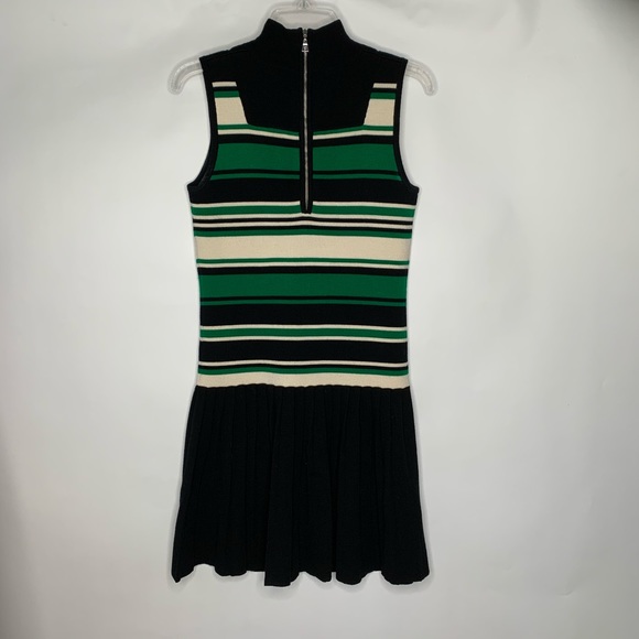 MILLY OF NEW YORK - Black Green Block Stripe Knit Dress Size Small - Picture 4 of 8